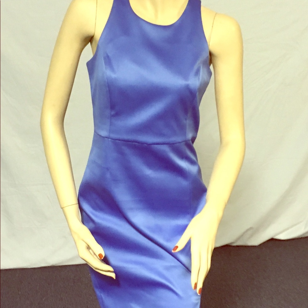Periwinkle satin cocktail dress